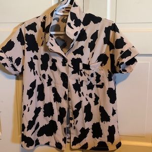 Women’s Cow Print Short PJ Set, Size M